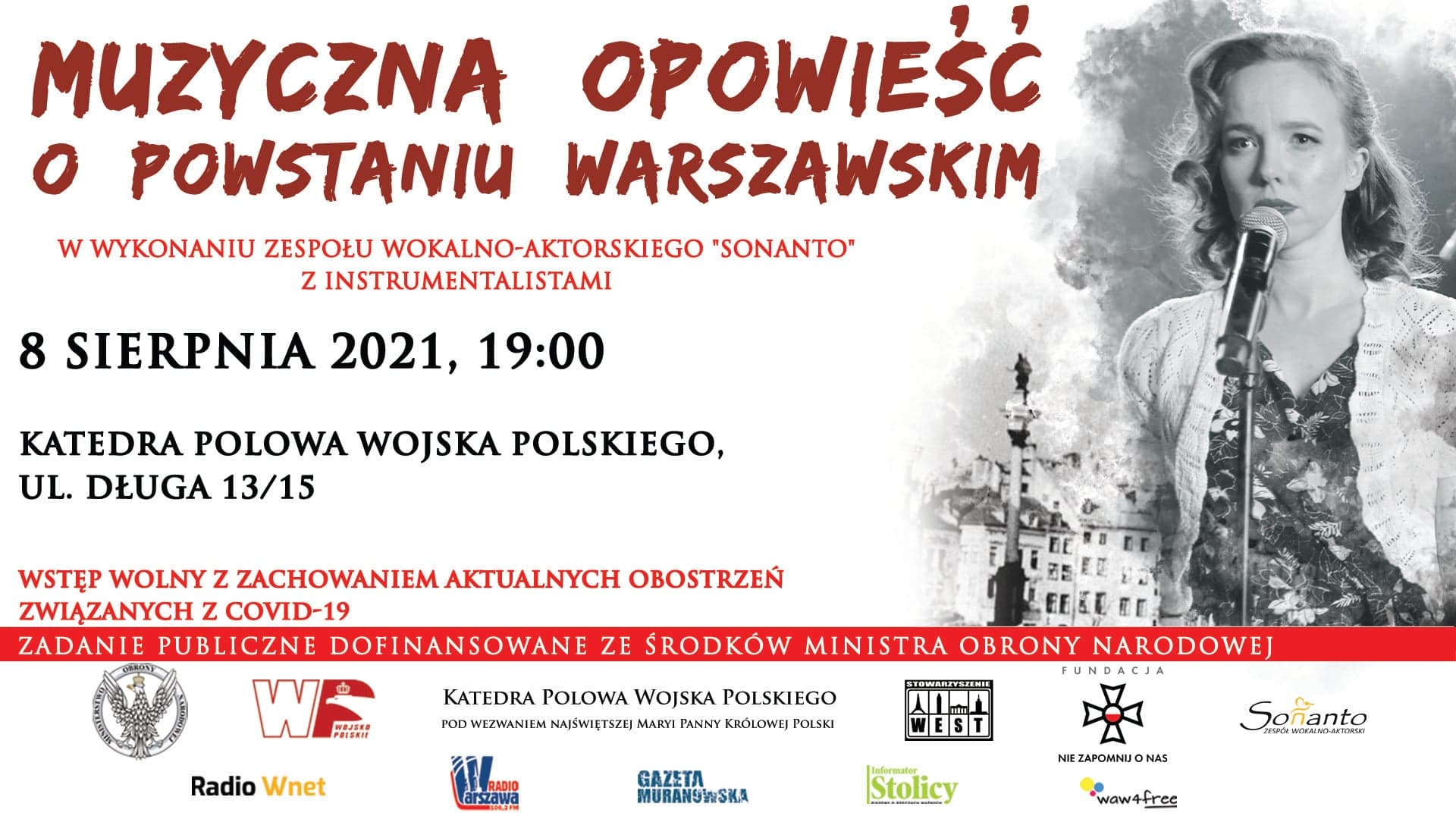 „Muzyczna opowieść o Powstaniu Warszawskim” już 8 sierpnia w Katedrze Polowej Wojska Polskiego