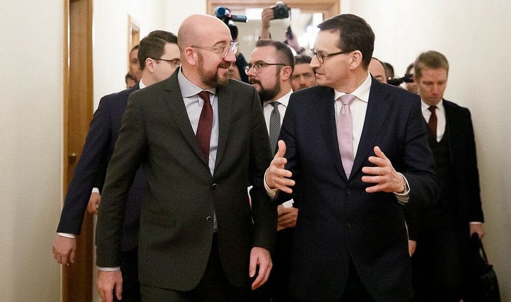 Konferencja premiera Mateusza Morawieckiego i przewodniczącego RE Charlesa Michela