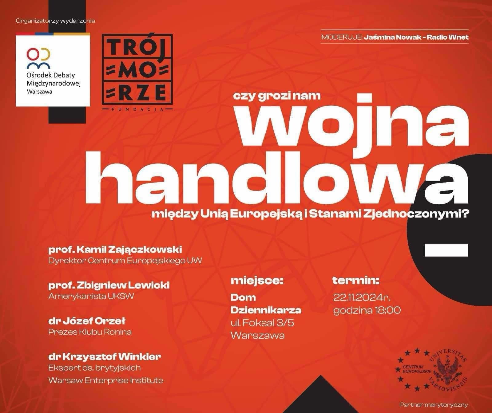 „Czy grozi nam wojna handlowa między UE a USA? Zapraszamy na debatę w Domu Dziennikarza