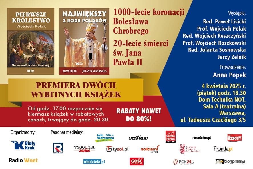 Warszawa: uroczystości 04.04.2025 z okazji 1000-lecia koronacji Bolesława Chrobrego i 20-lecia śmierci św. Jana Pawła II