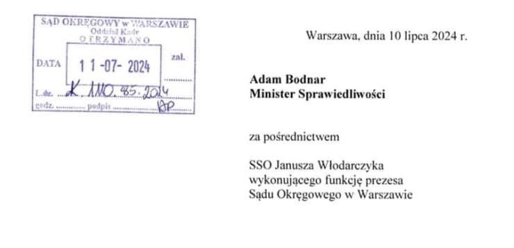 Poseł Michał Woś publikuje dokument rezygnacji sędziego z powodu nacisków politycznych