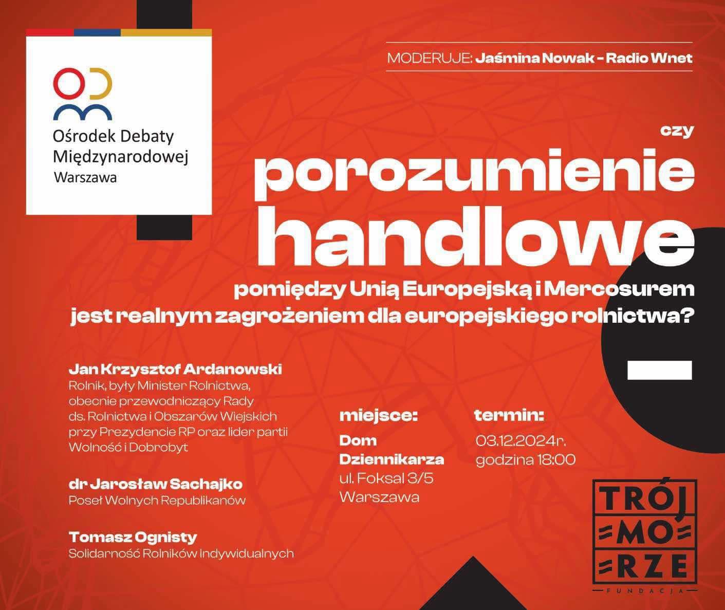 Czy porozumienie handlowe między UE a Mercosur to zagrożenie dla rolnictwa w Europie? Zapraszamy na debatę