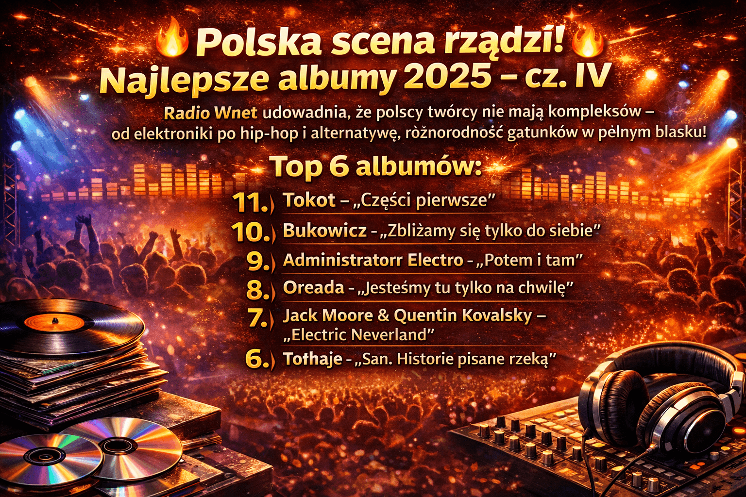Polska scena bez kompleksów. Najlepsze albumy 2025 roku (miejsca od 11. do 6.) według Radia Wnet. Cz. IV
