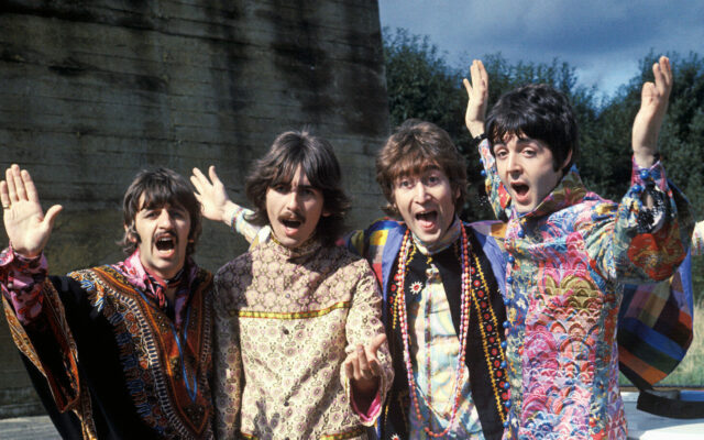 Press photo of The Beatles during Magical Mystery Tour. Clothes design by Marijke Koger and Josje Leeger. CC BY-SA 3.0. Wikimedia Cammons
