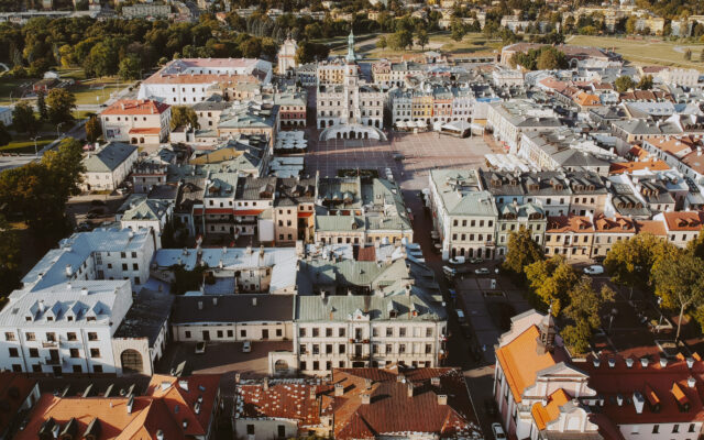 Zamojskie Stare Miasto wykonane z wysokości około 100 metrów/ Foto. Robert.danieluk/ CC BY-SA 4.0